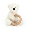 Jellycat Knuffel Rammelaar IJsbeer Shooshu Perry Polar Bear Wooden Ring Toy