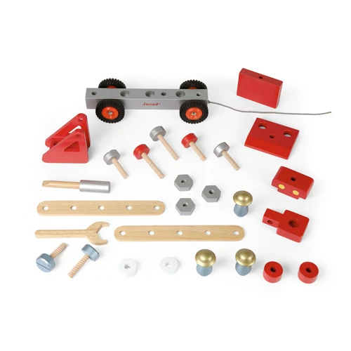 Janod Trekfiguur Brandweerauto Motoriek Hout 2 Janod Trekfiguur Brandweerauto Motoriek Hout - Afbeelding 2