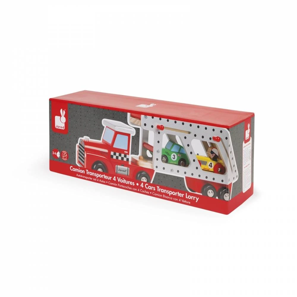 Janod Vrachtwagen Met Racewagens Story Hout 3 Janod Vrachtwagen Met Racewagens Story Hout - Afbeelding 3