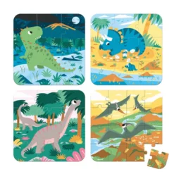 Janod Puzzel Dinosaurus 4-delig In Opbergkoffer