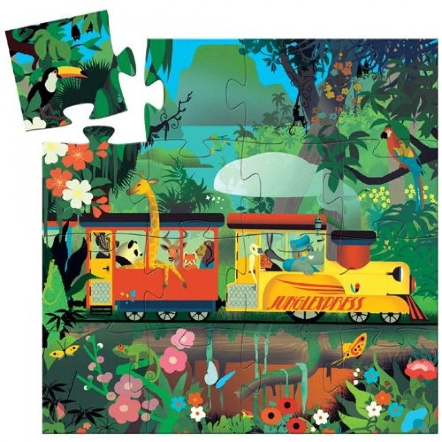 Djeco Puzzel Trein Junglexpress 16 Pcs 2 Djeco Puzzel Trein Junglexpress 16 Pcs - Afbeelding 2