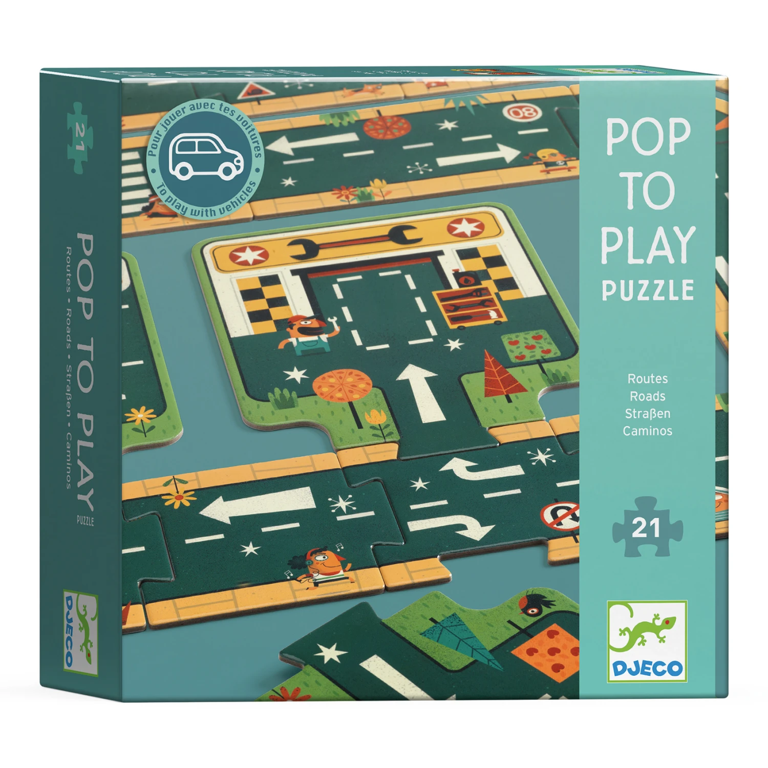 Djeco Pop To Play Puzzel Roads 21 Pcs 5 Djeco Pop To Play Puzzel Roads 21 Pcs - Afbeelding 5